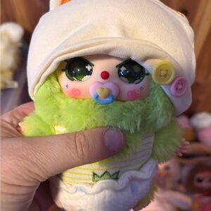 Cute Plush Doll with Hat and Buttons